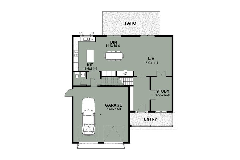 Home Plan - Floor Plan - Main Floor for Farmhouse House Plan #497-5 - 4 bed, 2.5 bath
