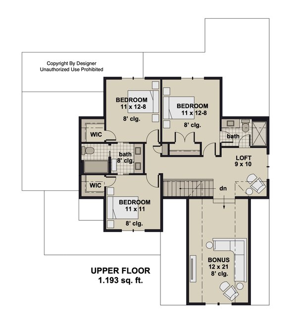 Farmhouse Floor Plan - Upper Floor Plan #51-1418