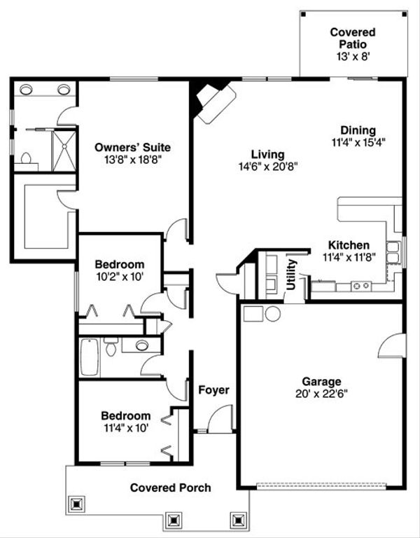 House Plan Design - Craftsman Floor Plan - Main Floor Plan #124-780