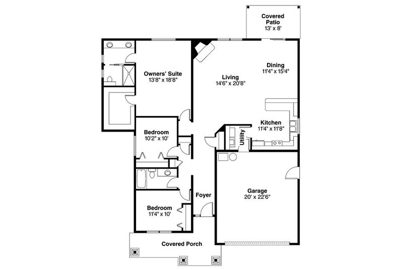 Dream House Plan - Floor Plan - Main Floor for Craftsman House Plan #124-780 - 3 bed, 2 bath
