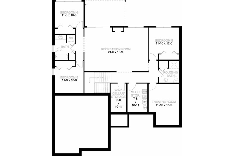 House Blueprint - Floor Plan - Lower Floor for Mediterranean House Plan #126-211 - 6 bed, 4.5 bath
