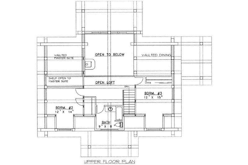 Home Plan - Floor Plan - Upper Floor for Log House Plan #117-497 - 3 bed, 2.5 bath