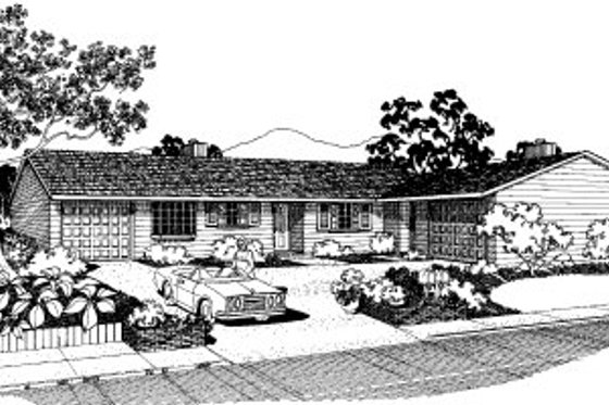 Exterior - Front Elevation for Ranch House Plan #303-160 - 2 bed, 1 bath
