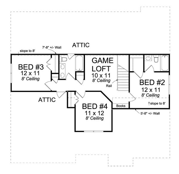 Home Plan - Traditional Floor Plan - Upper Floor Plan #513-2061