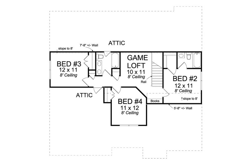 Dream House Plan - Floor Plan - Upper Floor for Traditional House Plan #513-2061 - 5 bed, 4 bath