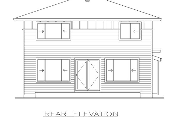 Exterior - Rear Elevation for Prairie House Plan #1100-104 - 4 bed, 2.5 bath