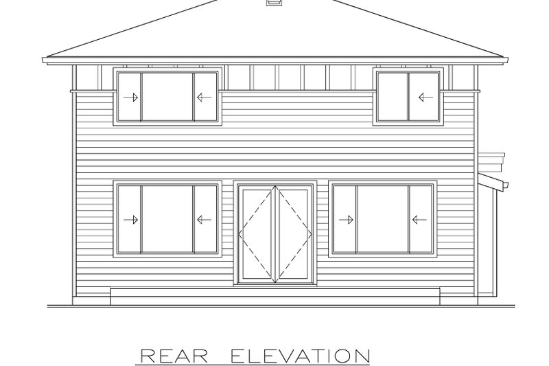 Dream House Plan - Exterior - Rear Elevation for Prairie House Plan #1100-104 - 4 bed, 2.5 bath