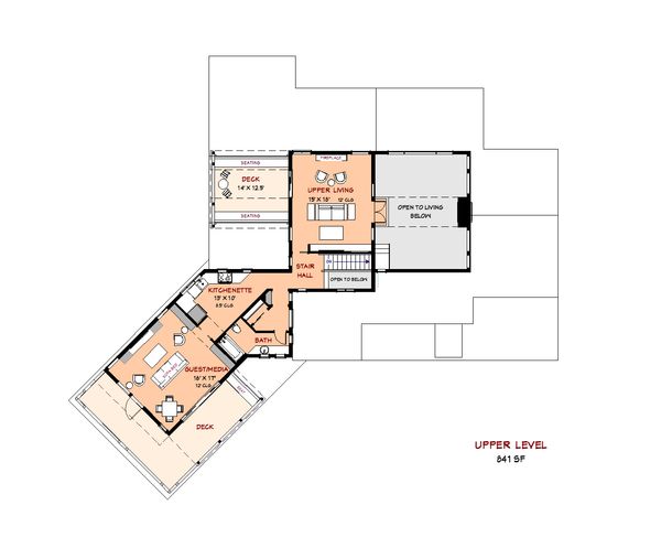 Contemporary Floor Plan - Upper Floor Plan #917-42