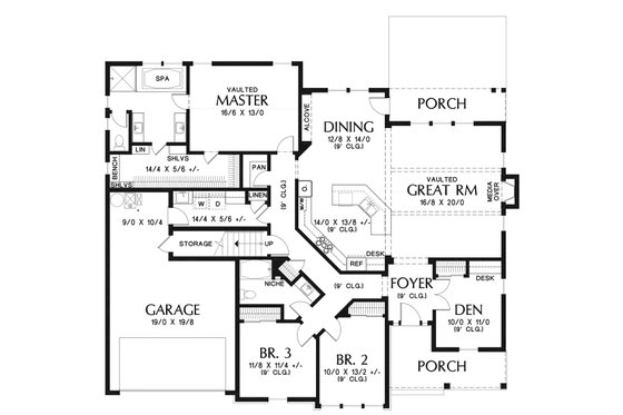 Floor Plan - Main Floor for Craftsman House Plan #48-957 - 3 bed, 3 bath