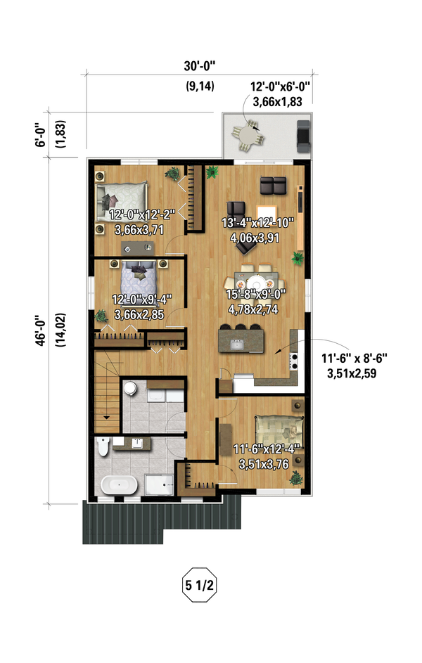 Contemporary Floor Plan - Upper Floor Plan #25-5009