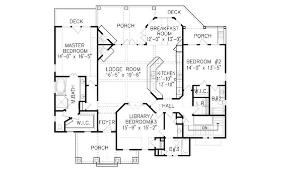 Floor Plan - Main Floor for Traditional House Plan #54-448 - 3 bed, 3 bath