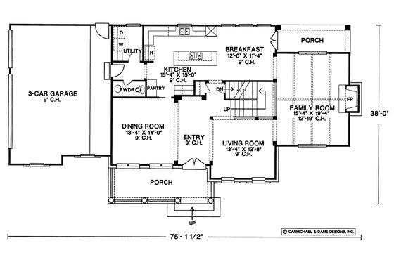 Floor Plan - Main Floor for Farmhouse House Plan #20-253 - 4 bed, 3.5 bath