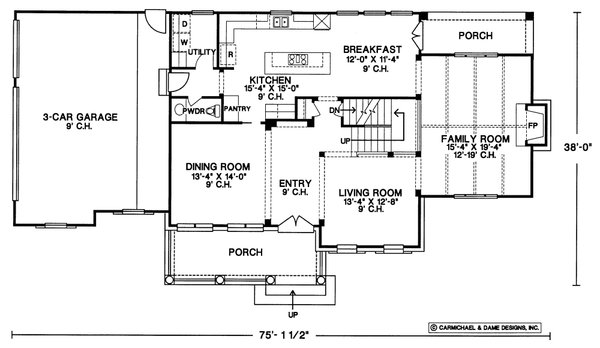 Architectural House Design - Farmhouse Floor Plan - Main Floor Plan #20-253