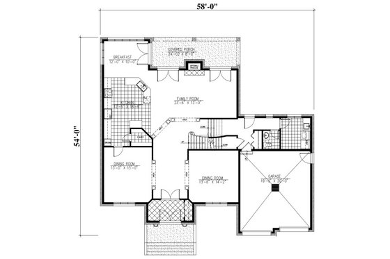 Floor Plan - Main Floor for European House Plan #138-331 - 4 bed, 2.5 bath