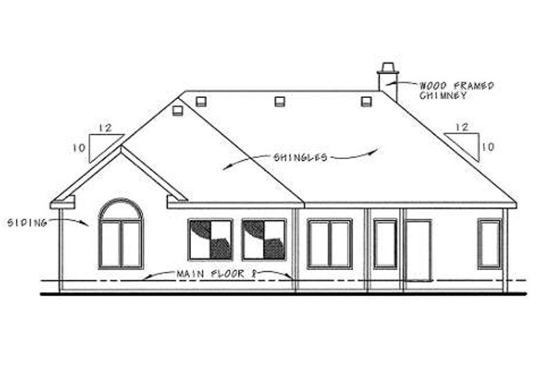 House Plan Design - Exterior - Rear Elevation for Traditional House Plan #20-1398 - 3 bed, 2 bath