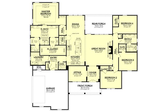 Floor Plan - Main Floor for Farmhouse House Plan #430-226 - 4 bed, 2 bath