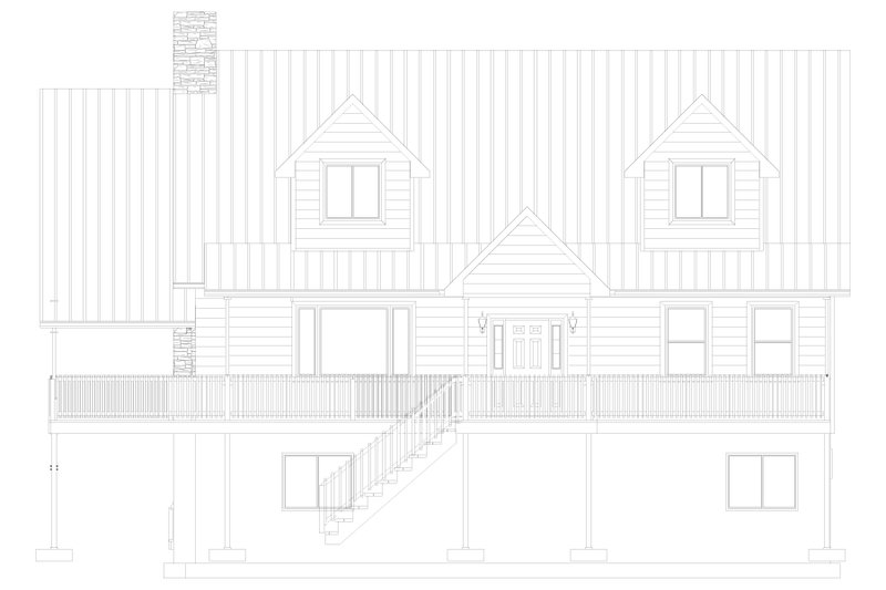House Blueprint - Exterior - Front Elevation 5 for Cabin House Plan #1060-190 - 4 bed, 2.5 bath