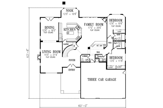 Floor Plan - Main Floor for Mediterranean House Plan #1-927 - 6 bed, 7.5 bath
