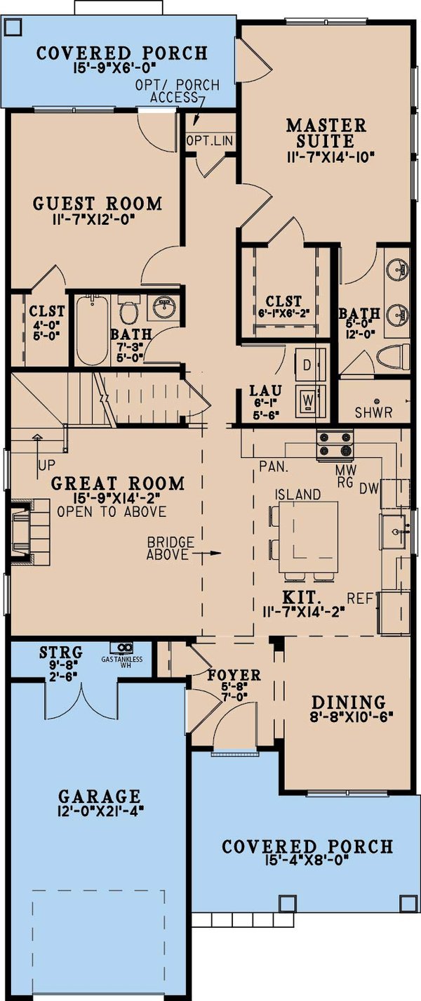 House Blueprint - Floor Plan - Main Floor for Farmhouse House Plan #923-484 - 3 bed, 2.5 bath