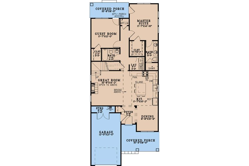 House Blueprint - Floor Plan - Main Floor for Farmhouse House Plan #923-484 - 3 bed, 2.5 bath