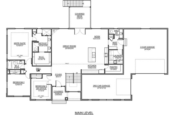 Floor Plan - Main Floor for Farmhouse House Plan #1073-17 - 3 bed, 2.5 bath