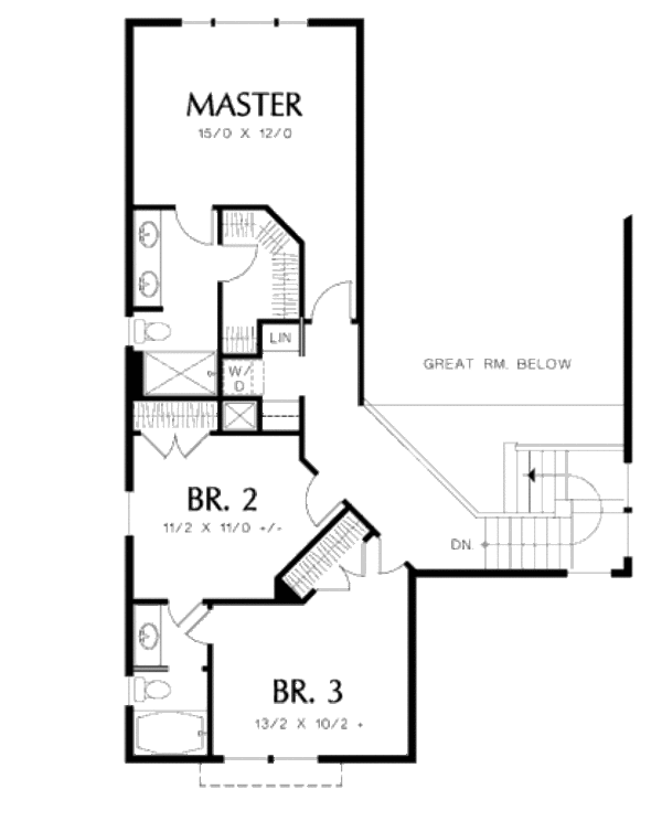Craftsman Floor Plan - Upper Floor Plan #48-483