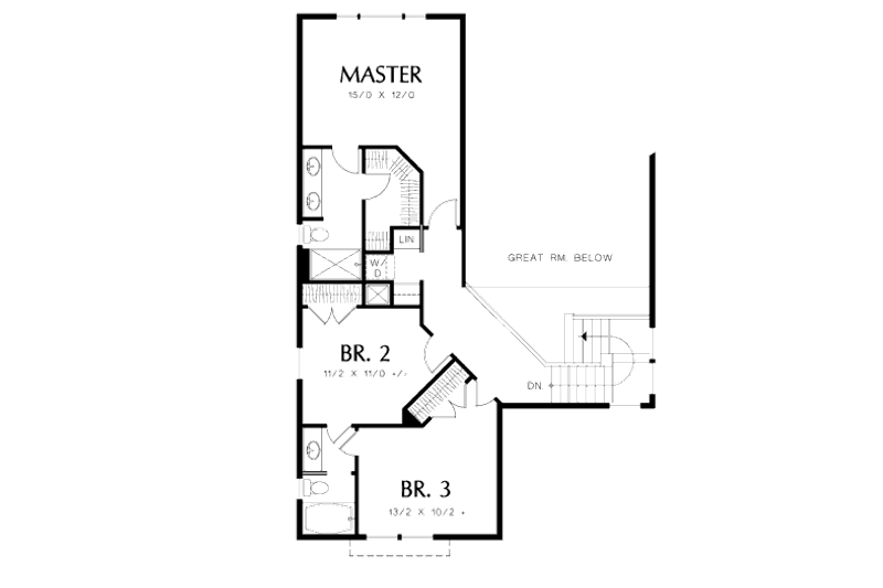 Architectural House Design - Floor Plan - Upper Floor for Craftsman House Plan #48-483 - 4 bed, 3.5 bath