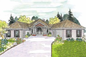 Ranch Exterior - Front Elevation Plan #124-577