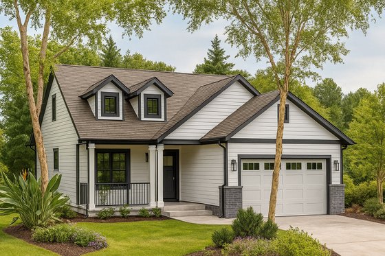 Exterior - Front Elevation 3 House Plan #124-684 - 3 bed, 2.5 bath