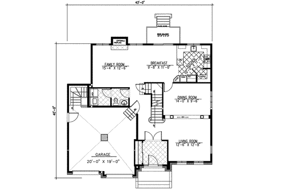 Floor Plan - Main Floor for European House Plan #138-167 - 4 bed, 2.5 bath