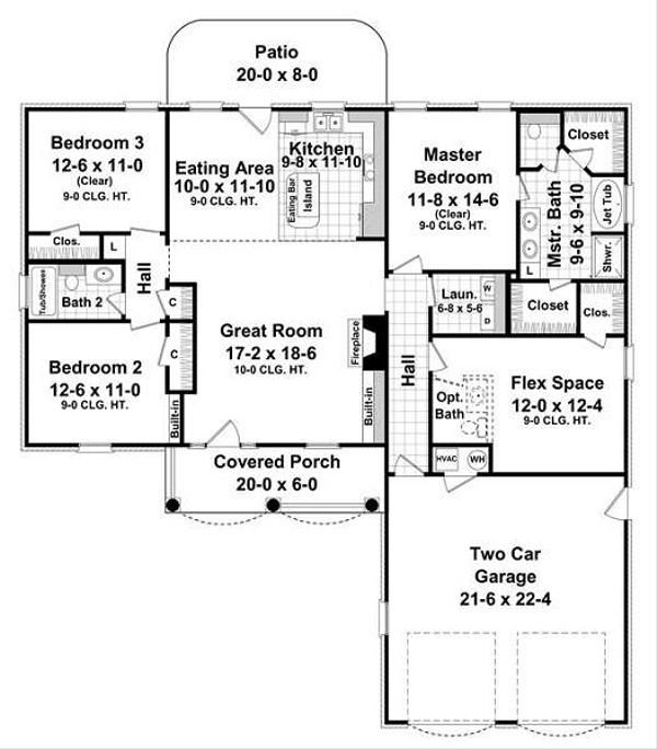 House Design - Country Floor Plan - Main Floor Plan #21-233