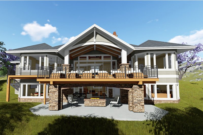 Dream House Plan - Exterior - Rear Elevation 1 for Craftsman House Plan #1069-1 - 2 bed, 2.5 bath