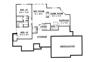 Floor Plan - Lower Floor for European House Plan #67-339 - 4 bed, 3 bath