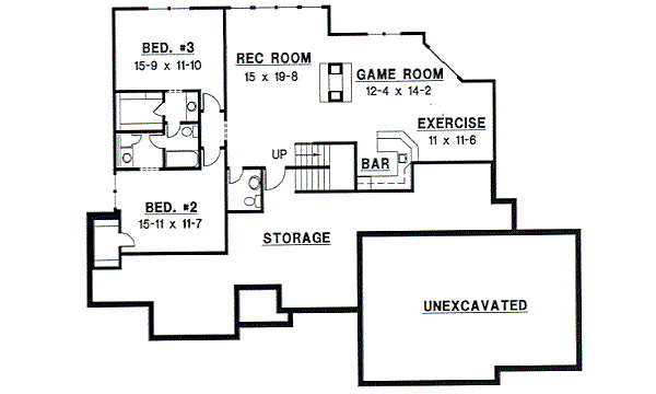 European Floor Plan - Lower Floor Plan #67-339