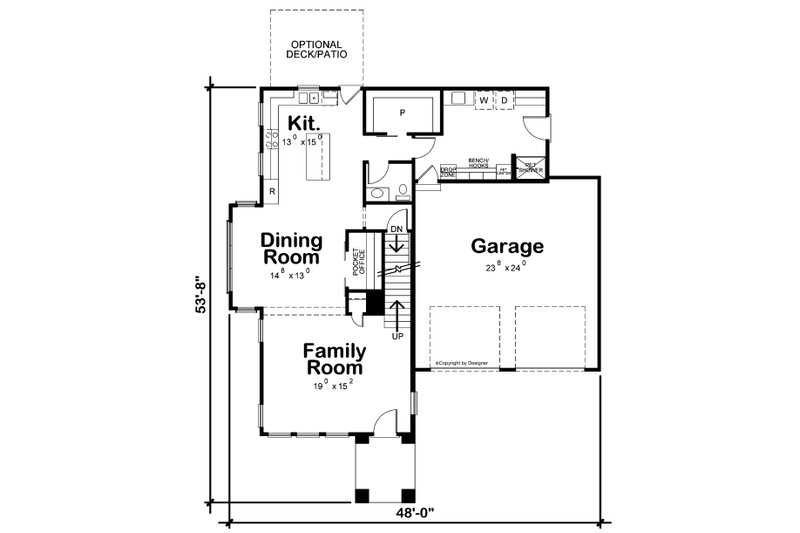 House Blueprint - Floor Plan - Main Floor for Modern House Plan #20-2505 - 3 bed, 2.5 bath