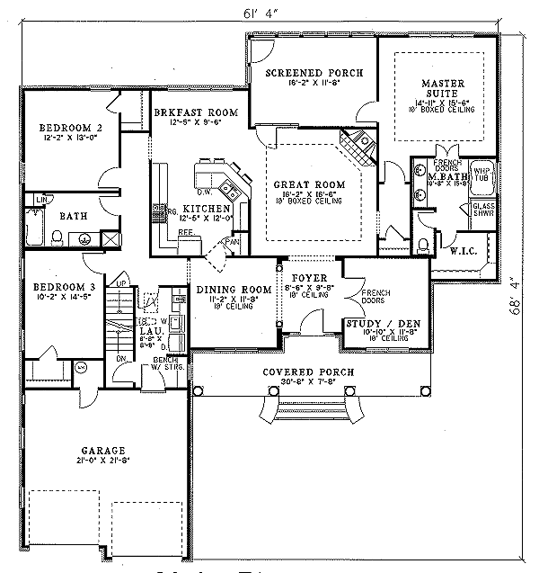 Home Plan - Southern Floor Plan - Main Floor Plan #17-1104