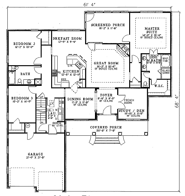 Southern Floor Plan - Main Floor Plan #17-1104
