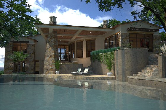 Contemporary style, modern design home, rear elevation, backyard