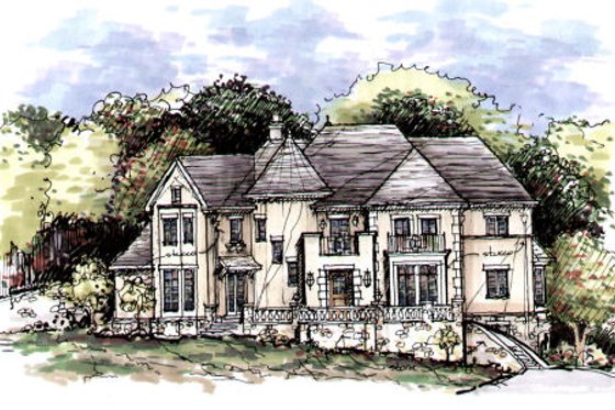 Exterior - Front Elevation for European House Plan #141-338 - 4 bed, 5.5 bath