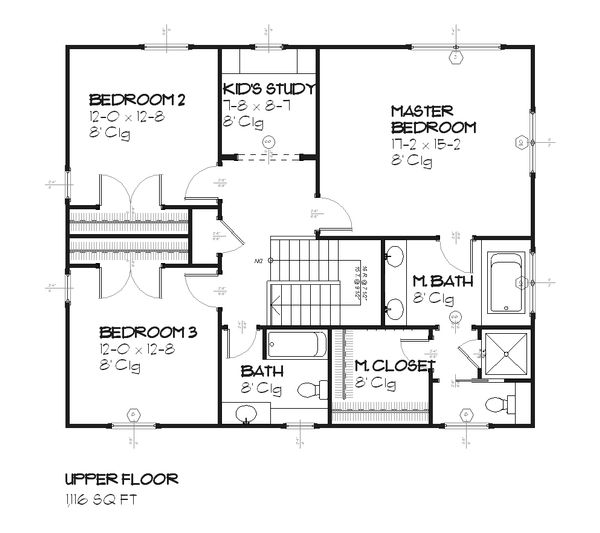 Colonial Floor Plan - Upper Floor Plan #901-27