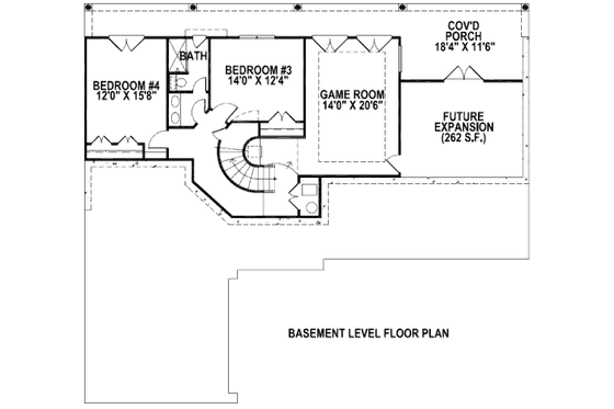 Floor Plan - Lower Floor for European House Plan #141-227 - 4 bed, 3.5 bath