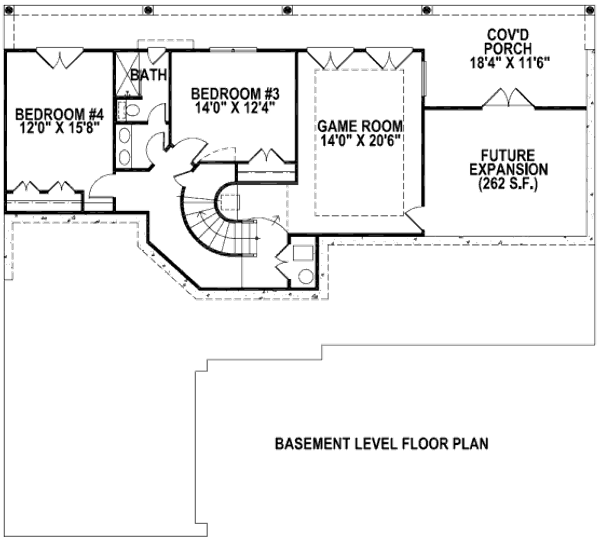 Floor Plan - Lower Floor for European House Plan #141-227 - 4 bed, 3.5 bath