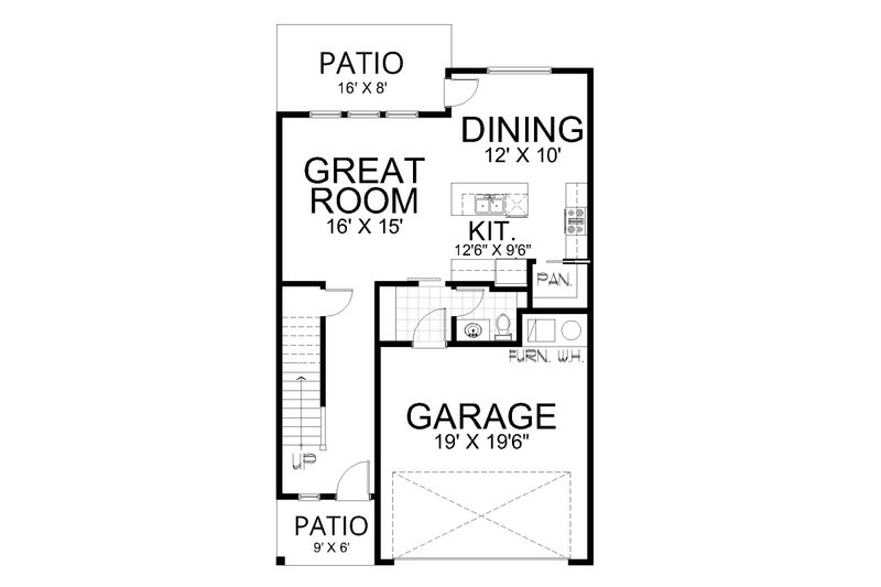 House Blueprint - Floor Plan - Main Floor for Craftsman House Plan #112-300 - 3 bed, 2.5 bath