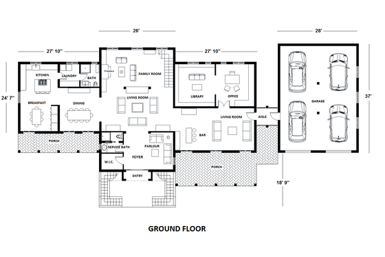 Floor Plan - Main Floor for European House Plan #542-9 - 5 bed, 7.5 bath