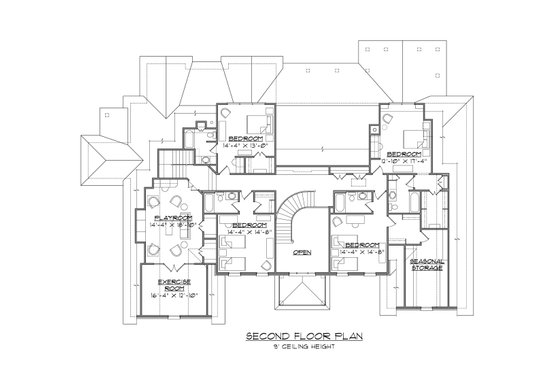 Floor Plan - Upper Floor 1 for Classical House Plan #1054-53 - 5 bed, 5.5 bath