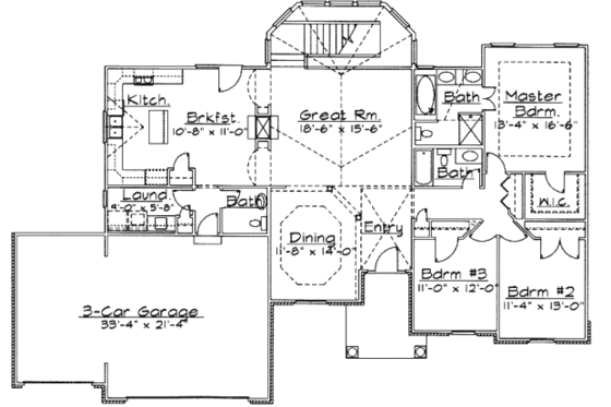 Floor Plan - Main Floor for Traditional House Plan #31-119 - 3 bed, 2 bath