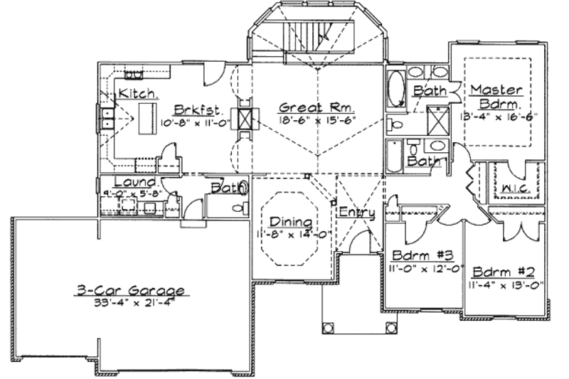 Home Plan - Floor Plan - Main Floor for Traditional House Plan #31-119 - 3 bed, 2 bath