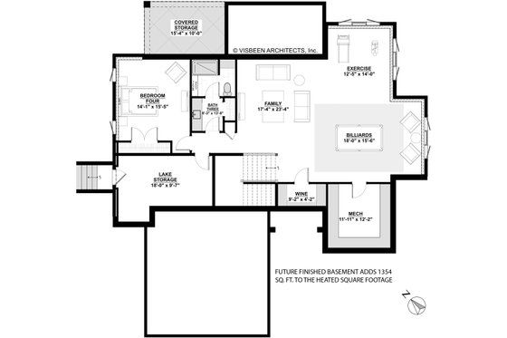 Floor Plan - Lower Floor for Colonial House Plan #928-334 - 3 bed, 3.5 bath
