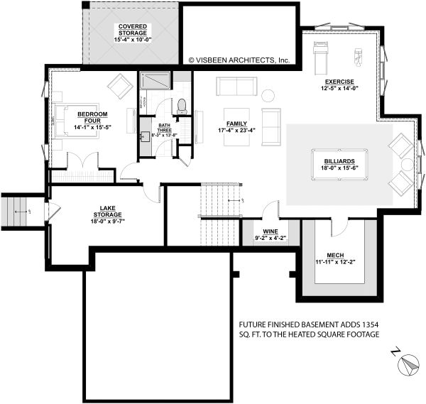 Dream House Plan - Colonial Floor Plan - Lower Floor Plan #928-334