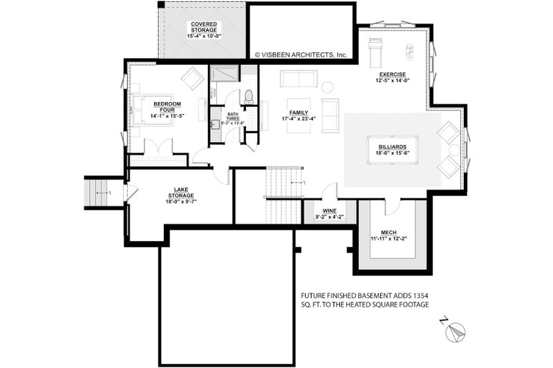 Architectural House Design - Floor Plan - Lower Floor for Colonial House Plan #928-334 - 3 bed, 3.5 bath